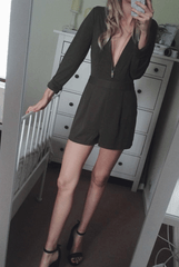 Frances Khaki Plunge Playsuit