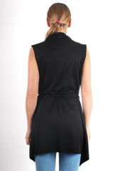 Francesca Black Sleeveless Waterfall Jacket