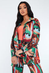 Multi Abstract Print Satin Shirt - Sabella