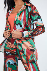 Multi Abstract Print Satin Shirt - Sabella