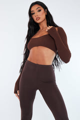 Chocolate Rib Strappy Cut Out Crop Top - Adeline