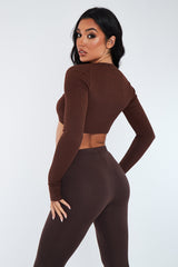 Chocolate Rib Strappy Cut Out Crop Top - Adeline