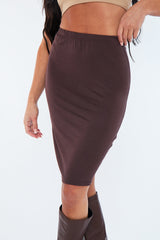 Chocolate Jersey Midi Skirt - Aileen