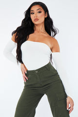 White Rib Bardot Bodysuit - Edith