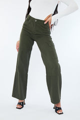 Khaki Denim Cargo Trousers - Renata