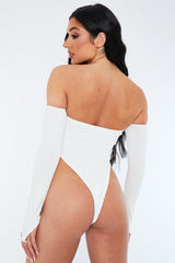 White Rib Bardot Bodysuit - Edith
