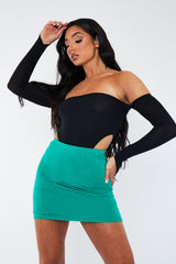 Green Jersey Bodycon Mini Skirt - Capri