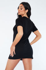 Black Oversized Jersey T-Shirt Dress - Carly