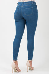 Mid Blue Embroidered Denim Jeans - Franki