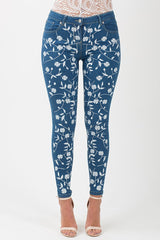 Mid Blue Embroidered Denim Jeans - Franki