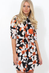Fraul Black Floral Print Shirt Dress