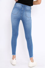 Light Blue Bust Knee Denim Jeans - Freddie