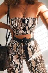 Snake Print Bandeau And Wide Leg Trousers Co-ord - Freddie
