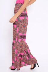 Pink Paisley Print High Waist Flare Trousers - Freddy