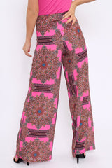 Pink Paisley Print High Waist Flare Trousers - Freddy