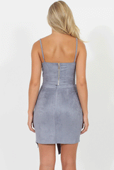 Dusty Blue Lattice Crop Suede Co-ord - Freya