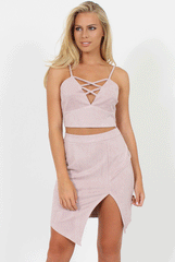 Lilac Lattice Crop Suede Co-ord - Freya
