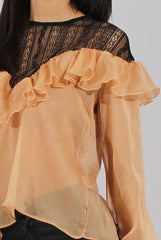 Marigold Lace Frilled Sheer Top - Linda