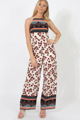Nude & Orange Pattern Jumpsuit - Constance