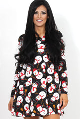 Frosty Black Snowman Swing Dress