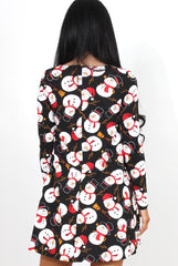 Frosty Black Snowman Swing Dress