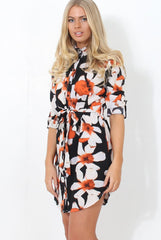 Fraul Black Floral Print Shirt Dress