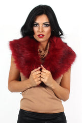 Fiona Wine Faux Fur Collar