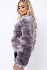 Charcoal Faux Fur Jacket - Amaria