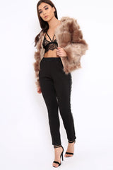 Camel Faux Fur Jacket - Amaria