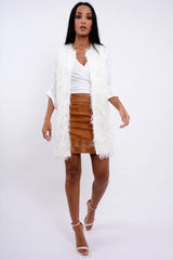 White Soft Shaggy Gilet - Niamh