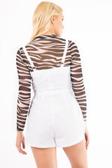 White Plunge Belted Waist Sleeveless Playsuit - Kerstyn