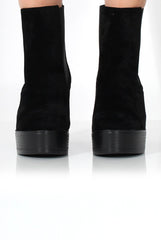 Lona Black Suede Platform Boots