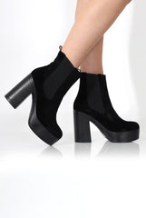 Lona Black Suede Platform Boots