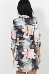 Leni Beige Floral Shirt Dress