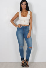 Raina White Cut Out Crop Top