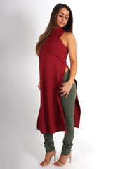 Mariah Ribbed Side Split Top Wine