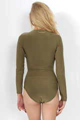 Gabriella Khaki Cowl Neck Bodysuit