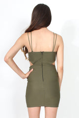 Kaitlin Khaki Cut Out V Front Dress