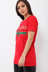 Red Good Vibes Slogan T-shirt - Tayla