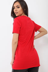 Red Good Vibes Slogan T-shirt - Tayla