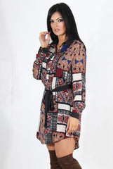 Gemma Wine Paisley Print Shirt Dress