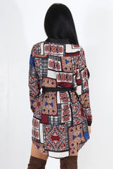 Gemma Wine Paisley Print Shirt Dress