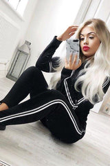 Black Sparkle Striped Loungewear Set - Shellie