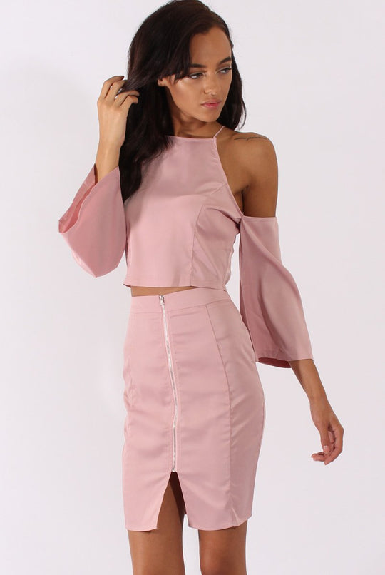 Pink Cold Shoulder Top & Skirt Co-ord - Genesis