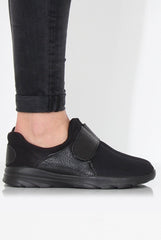 Black Textured Velcro Trainers - Genna