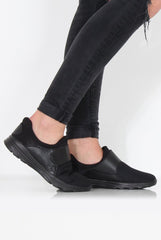 Black Textured Velcro Trainers - Genna