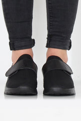 Black Textured Velcro Trainers - Genna