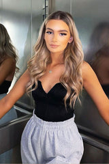 Black Taffeta Sheen Finish Corset Top - Arami