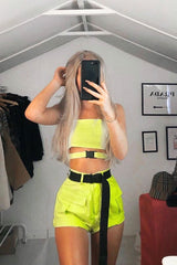 Lime Buckle Utility Crop Top and Shorts Co-ord - Juri
