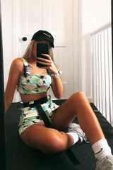 Palm Tropical Print Utility Crop Top Shorts Co-ord - Tala